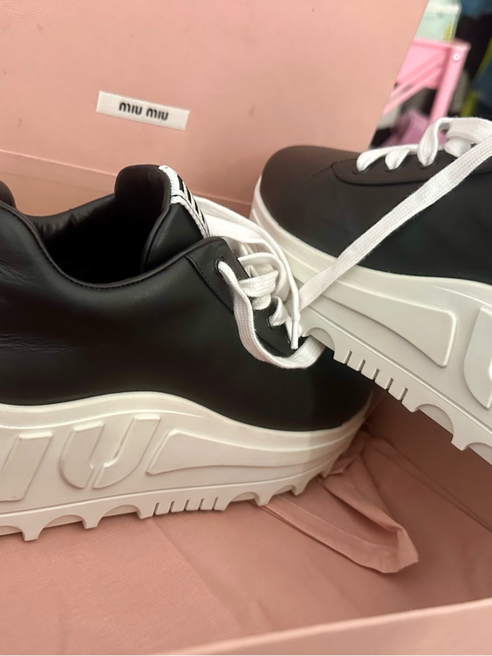 Miu Miu Black Leather Platform Sneakers 
EU 40 US 9